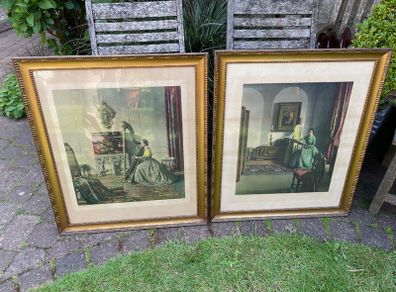 Pair of Victorian Themed Framed Prints / Pictures from 1930's