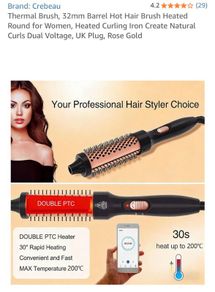 Thermal heated hair barrel brush only one week old , unwanted gift used one , comes with its original box .