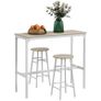 High bar table set + 2 stools, steel frame, natural wood-effect top, 2-person, white Image 2