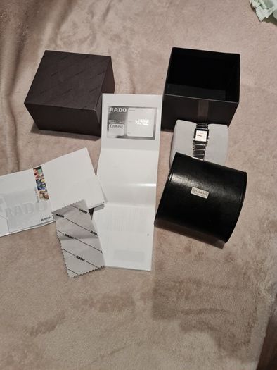 Unisex Rado Diastar Watch Silver Ceramic Date Quartz 25mm Working w/ Box&Papers