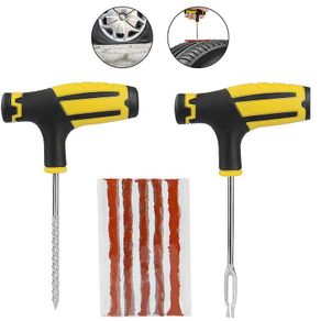 Car Tire Repair Tools Kit with Rubber Strips Tubeless Tyre Puncture Studding Plug Set for Truck Motorcycle
