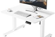 Electric Standing Desk 80x60 cm Low Height 48-75 cm, Height Adjustable Desk with Wheels &amp; Hooks, Stand Up Desk with Memory Handset for Home Office, White