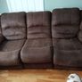 Brown fabric reclining sofa and armchair Image 3