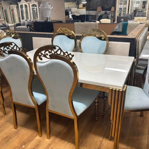 Marble Kitchen Dining Table With 6 Chairs