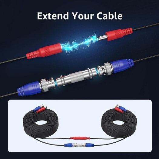 ANNKE 30M/100 ft All-in-One Video Power CCTV Cable, BNC Extension Surveillance Camera Cables for Security Camera Systems | Free BNC Connector (Black)