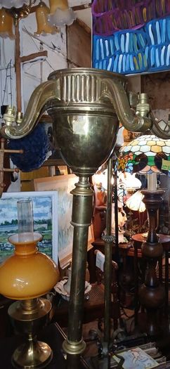 antique brass oil lamp stand