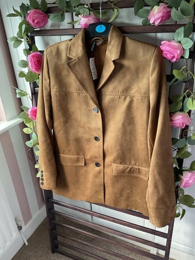 blazer Bnwt H&M size small tan suede effect jacket