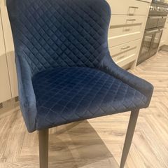 Set of 4 Navy Blue Velvet Dining Chairs