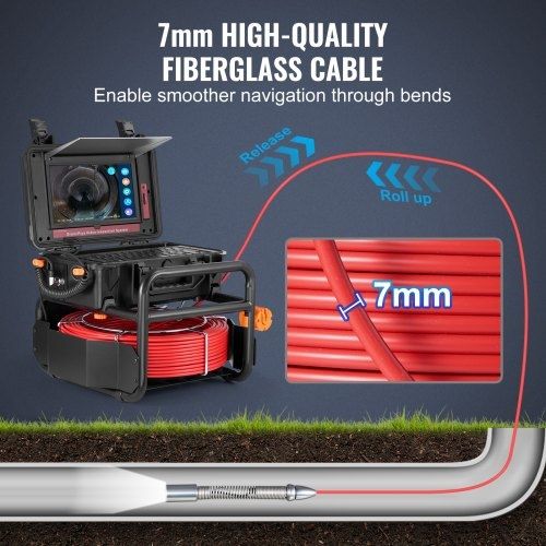 Sewer Camera, 165 ft/50m, Self-Leveling Drain Camera with 10.1" Touchscreen, 512Hz Transmitter & Distance Counter, IP67 Snake Plumbing Camera