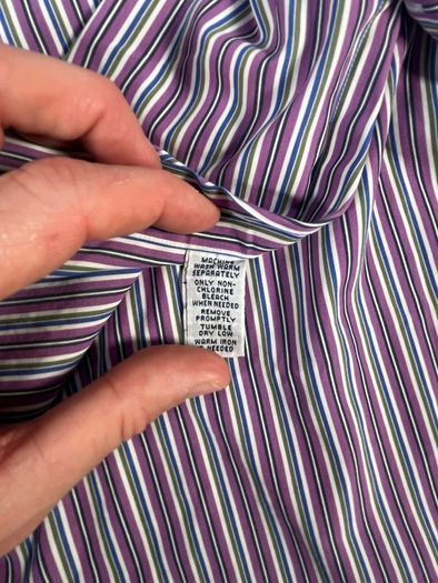 Ralph Lauren Button Down Shirt - Size XL -Striped Classic Fit - Purple Blue