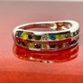 Silver ring white Diamonds and Multi gemstones Image 10