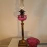 Victorian Cranberry Glass Oil Lamp Image 4