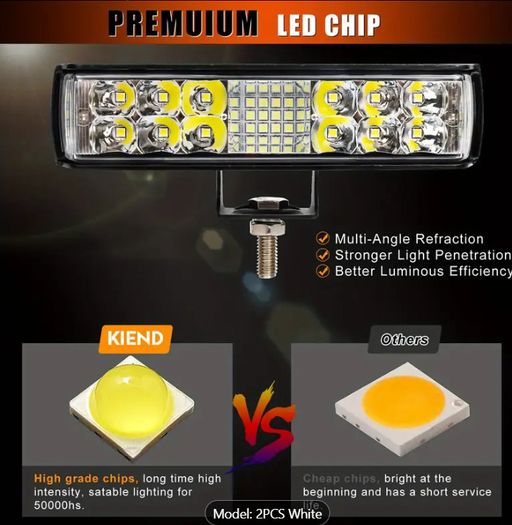 2pcs 17.78 cm LED Light Bar 60W 5500LM 6500K White Lighting Off Road Driving Auxiliary LED