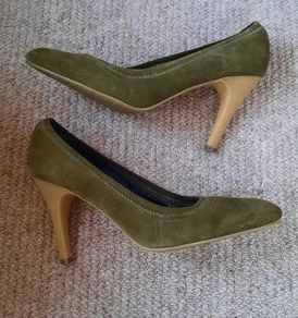 Olive Green Suede Heels