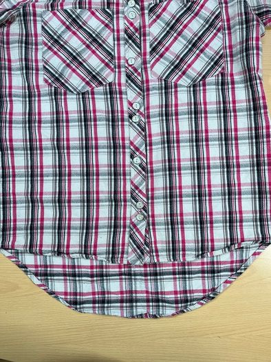 Quicksilver Button Up Short Sleeve Shirt Pink Plaid Sz Small - Pearl Button