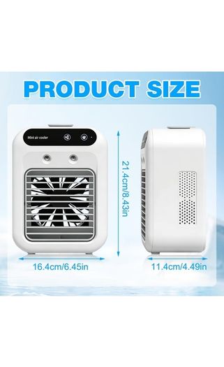 Portable Air Cooler, Personal Mini Air Conditioner, 3 in 1 Mini Evaporative Conditioner with Handle / 7 LED Light/Humidifier/Purifier/ 3 Speeds Desktop Cooling Fan for Home, Office and Bedroom