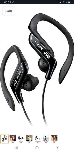 JVC HA-EB75 In-Ear Sweat Resistant Sports Headphones with Adjustable Clip - Black