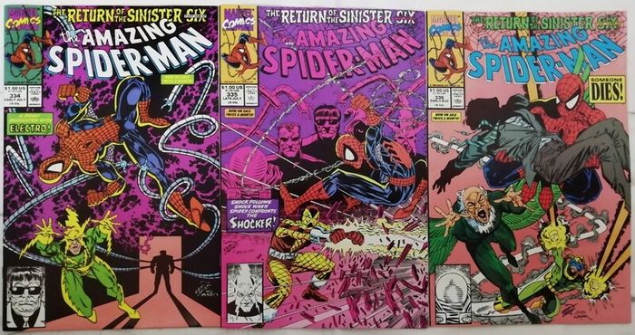 Amazing Spider-Man #'s 334-339 Return of The Sinister Six - Complete Set Parts 1-6 (1990)