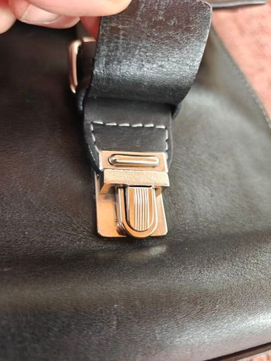 Quality Mens Leather Parisian Lancel Black Satchel Bag