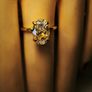 Yellow Gold plated Sterling Silver 3ct. Oval brilliant Diamond Simulant Ring Image 9
