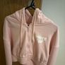 Pink crop white fox hoodie Image 3