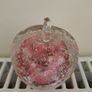 Art Glass Apple Paperweight Pink Bubble Glass Image 6
