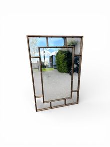 Large Wall Mirror - Faux Bamboo Frame, Bronze Finish