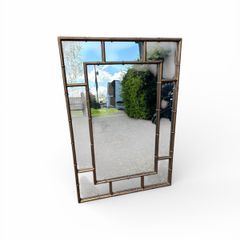Large Wall Mirror - Faux Bamboo Frame, Bronze Finish