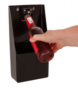 Plastic TM Pub Bar Stand-Up/Wall Mounted Bottle Opener and Catcher, Black, 30cm x 15.2cm x 8.6cm