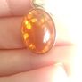 Genuine amber oval pendant sterling silver necklace Image 3