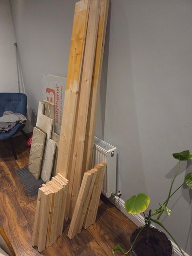 Bundle of pine timber for DIY projects