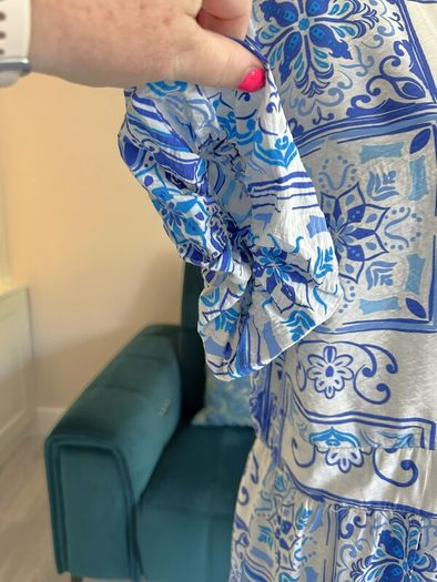New Look Blue and White Faux Wrap Summer Dress