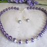 Beaded Deep Purple and Silver Matching Set Necklace and Earrings Image 2