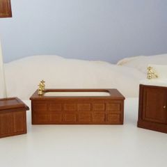 Vintage Victorian style wood panelled doll's house bathroom furniture