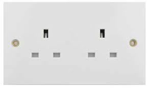 White Double Sockets Unswitched