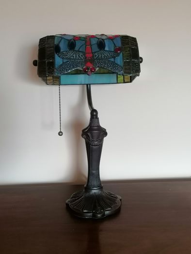 New Tiffany Bankers Lamp  Dragonfly Stained Glass