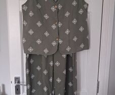 CoOrd Set - Trousers Waistcoat - Sage Green - UK 12 - Cotton Linen mix