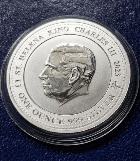 2023 1 Oz .999 Silver St Helena 1 Dollar Pegasus King Charles lll Coin