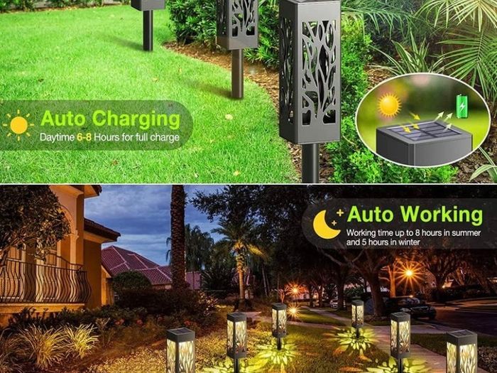 Solar Lights Outdoor, 6 Pack Garden Lights Solar Powered with Warm White LED Lights, Waterproof Solar Ornament Lights for Patio, Yard, Pathway Dusk to Dawn Auto On/Off (FREE POSTAGE)