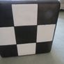 Harlequin checkered black white stool table Image 3