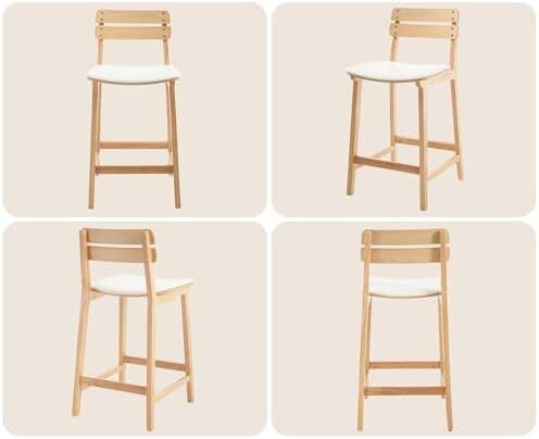Bar Stools Set of 2 Bar Chairs PU Leather Counter Stools Bistro Stools Made of Wood Kitchen Stools with Backrest for Kitchen Island/Dining Room/Living Room (White)