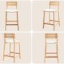 Bar Stools Set of 2 Bar Chairs PU Leather Counter Stools Bistro Stools Made of Wood Kitchen Stools with Backrest for Kitchen Island/Dining Room/Living Room (White) Image 3