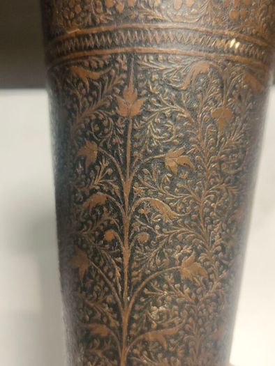 A Pair of British Raj Niello Bronze/Brass Vases
