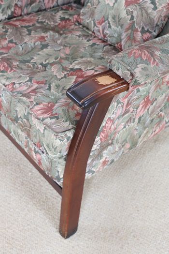 Solid Wood and Fabric Armchairs