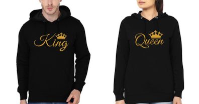 King Queen Couple Unisex Hoodies Great Gift Present For Valentines Day Idea