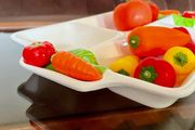Vintage Japanese 4 Section Ceramic Serving Tray With Carrot Handles