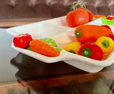 Vintage Japanese 4 Section Ceramic Serving Tray With Carrot Handles