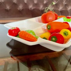 Vintage Japanese 4 Section Ceramic Serving Tray With Carrot Handles