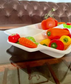 Vintage Japanese 4 Section Ceramic Serving Tray With Carrot Handles