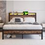 King Size Bed Frame with Charging Station and LED Lights Image 7